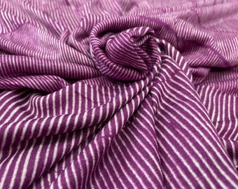 KNIT, Splendid Jersey Knit Multi Stripe Plum Purple and White, Lightweight Apparel Knit, Sold by the half yard
