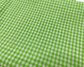 3/4 Yard Vintage Spring Green and White 1/8" Gingham Cotton Poly