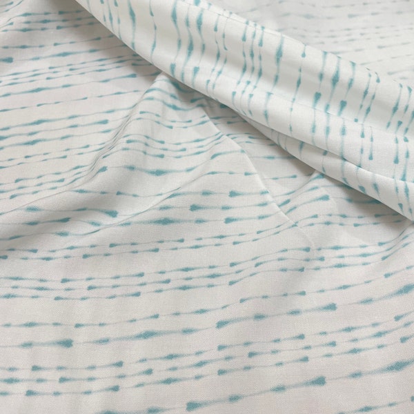 RAYON Kathy Davis Mint Linear Strands Rayon Challis, Sold by the half yard