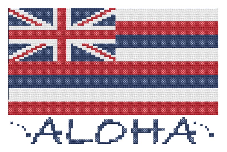 Hawaiian Flag Aloha Cross Stitch Pattern Etsy