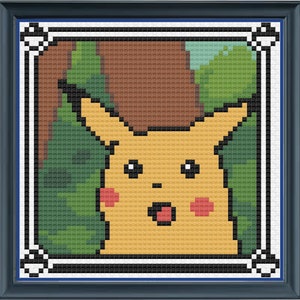 Surprised Pikachu Cross Stitch Pattern