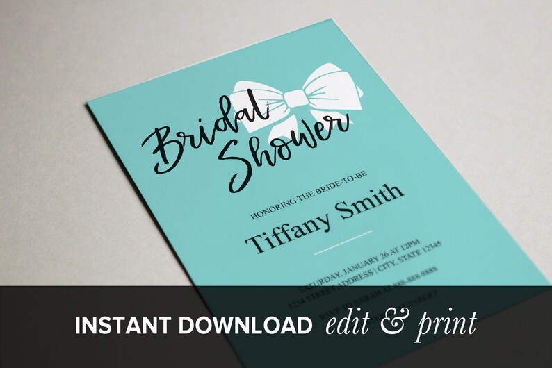 Tiffany Co Bridal Shower Invitation Tiffany Blue Inspired Etsy
