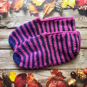 Pink & Purple Hand Knit slippers