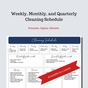 Weekly, Monthly, Quarterly Cleaning Schedule for Busy Moms