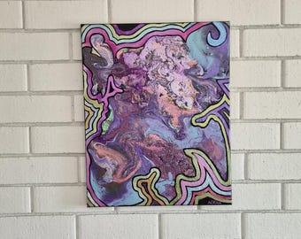 Psychedelisches Geoden-Original-Abstraktes-Leinwandgemälde