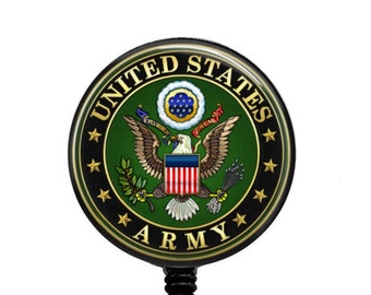 US Army Armed Forces Expeditionary Medal Operation Desert Fox Round ID Badge Key Card Tag Holder Badge Retractable Reel Badge Holder with Belt Clip