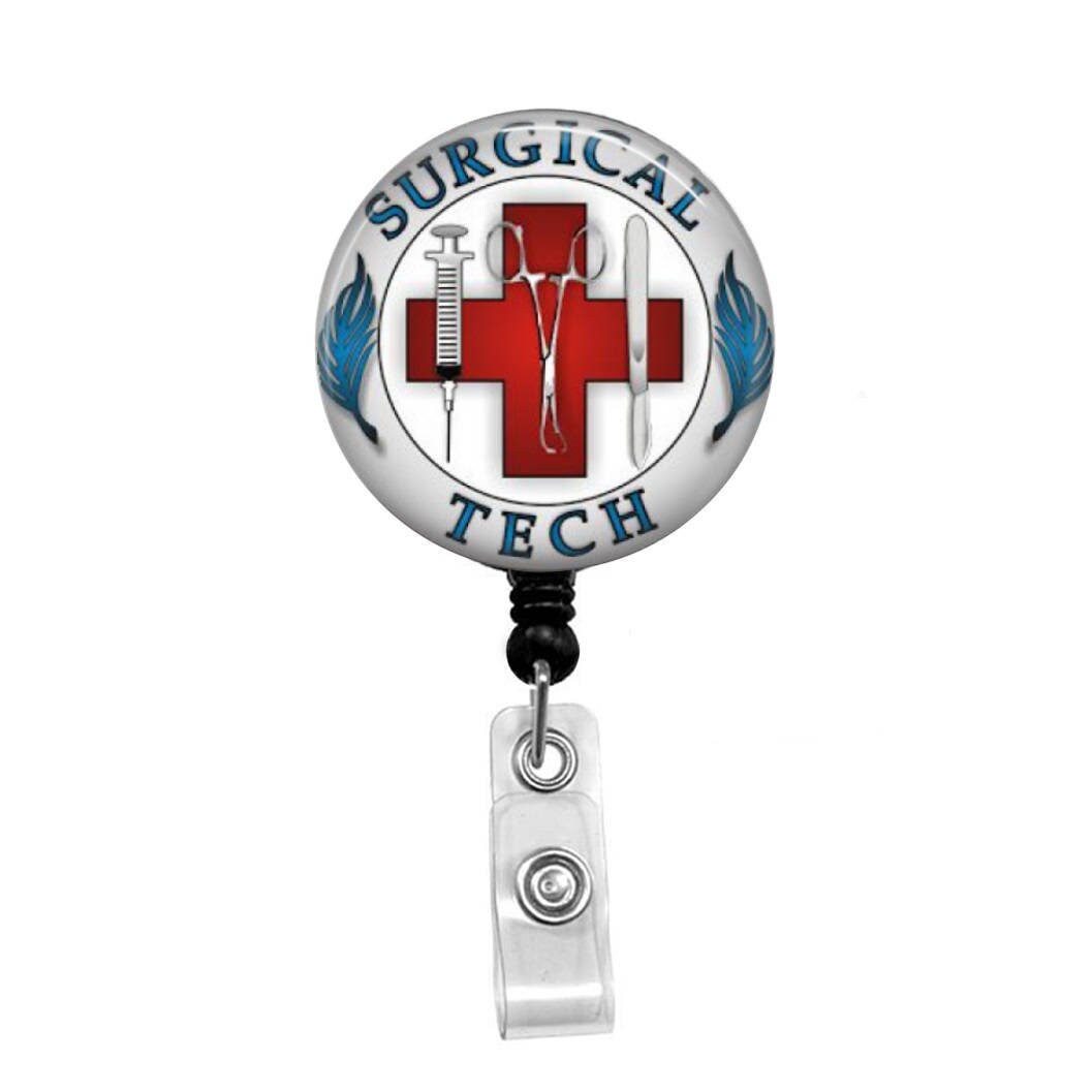 Surgical Tech Personalized Retractable ID Badge Reels in your choice of 9 Designs Accessoires Sleutelhangers & Keycords Keycords & Badgehouders 
