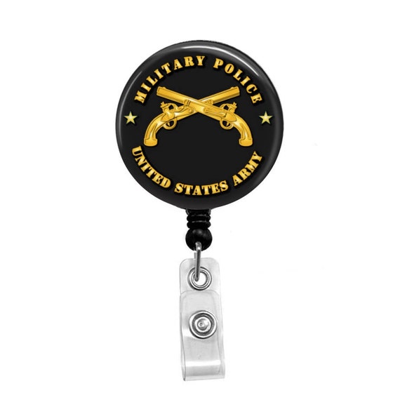 US Army Military Security Police MP Badge Reel Retractable Security ID Holder
