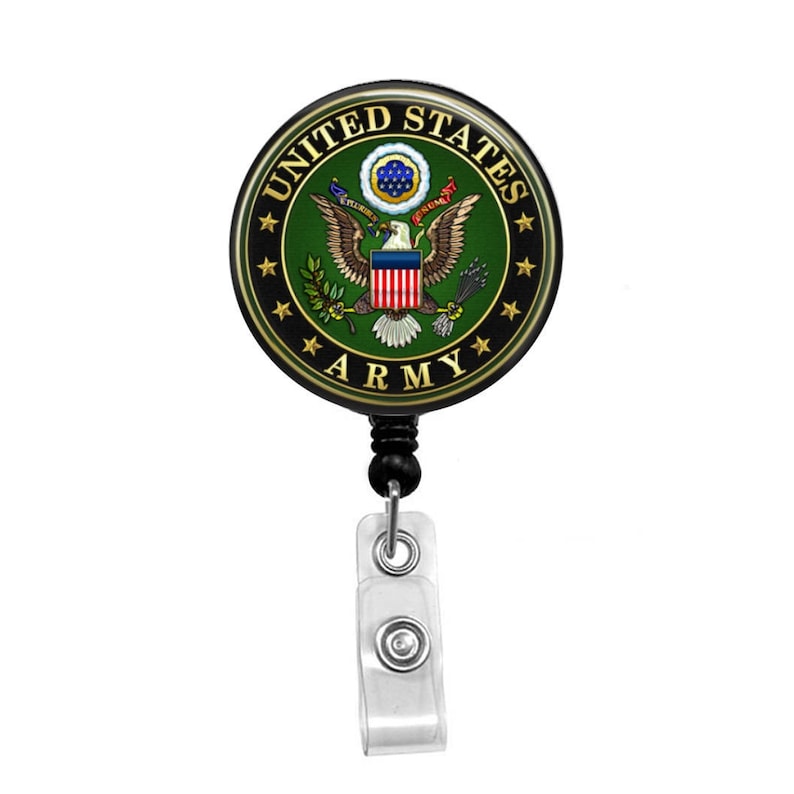 Army USA Retractable Badge Holder Badge Reel Lanyards Etsy