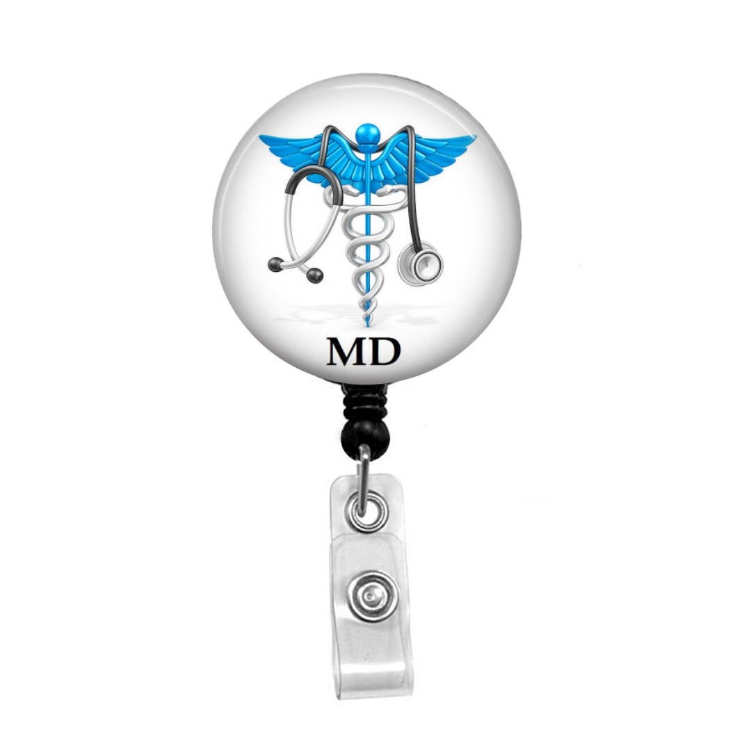 Medical Doctor MD Retractable Badge Holder Badge Reel Etsy