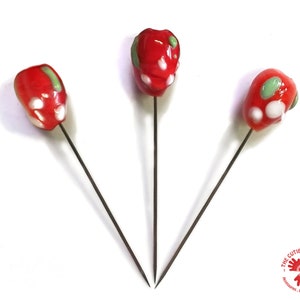 Glas Erdbeere Dekorative Stecknadeln: Nähnadeln, Quiltnadeln, Scrapbooking, Kartennadeln, Obstgartennadeln, Nadelkissennadeln