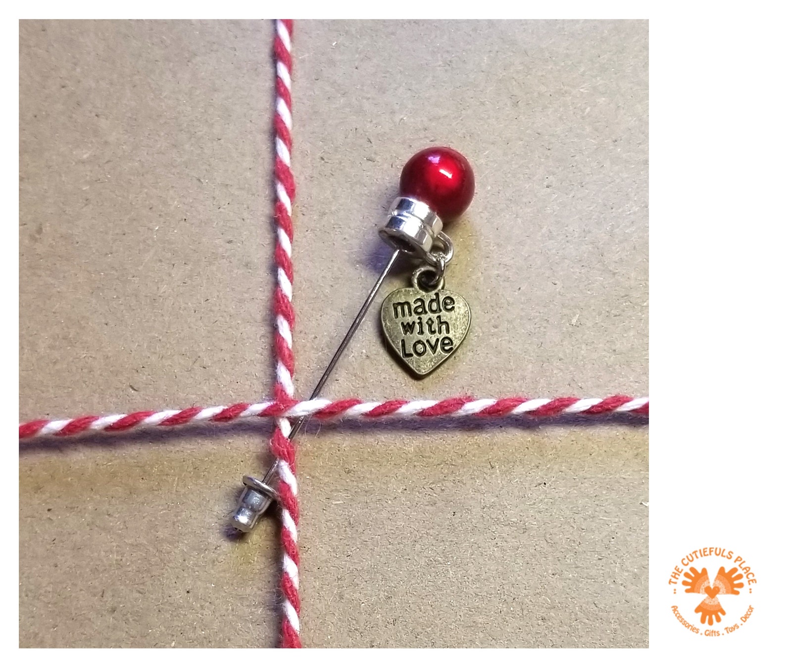 Made with Love Decorative Straight Pins label for your Etsy