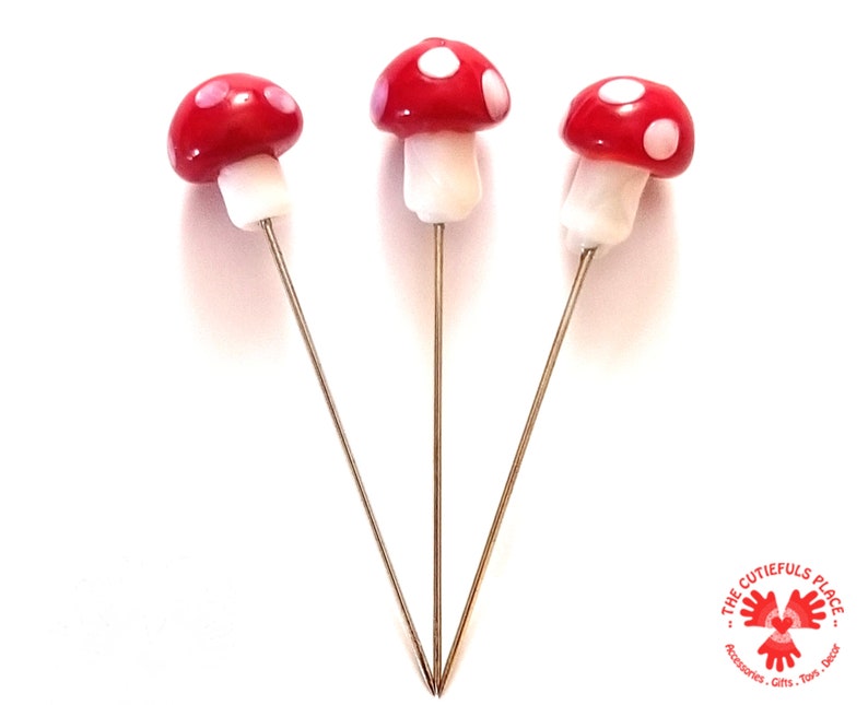 fairy garden pins fancy pins for pincushion Glass Mushroom Decorative Straight Pins: sewing pins and quilting pins scrapbooking map pins