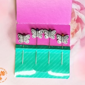 Zilveren vlinder rechte pinnen | Quiltspelden | Naaipennen | Sjaal Hijab Sjaal Revers Pin Fancy Pincushion Naaien Quilter Lacemaker Gift