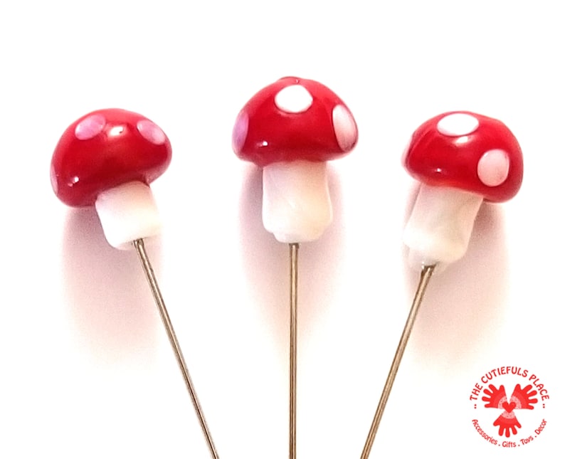fairy garden pins fancy pins for pincushion Glass Mushroom Decorative Straight Pins: sewing pins and quilting pins scrapbooking map pins