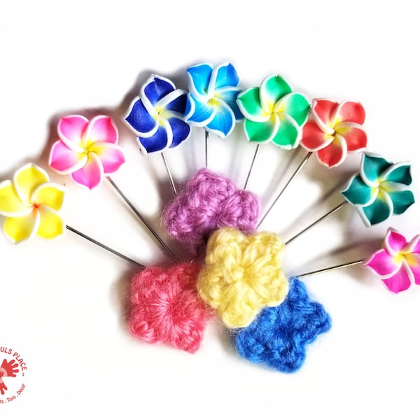 Color Tropical Flower Pins, Decorative Pins: sewing pins, quilting pins, scrapbooking map pins, fairy garden pins, fancy pins for pincushion