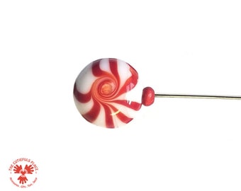 Glass Peppermint Candy Long Pins: Stitch Counting, Stitch Marking. Christmas Pins. Gift for Quilter. Pincushion Pals. Embroidery Fancy Pins