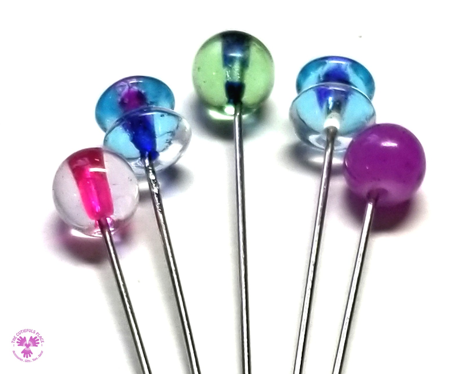 Lampwork Glass Sewing Pins Rondelle Glass Decorative Straight Etsy