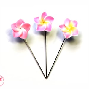 Roze tropische bloemspelden, decoratieve spelden: naaispelden, quiltspelden, scrapbooking, kaartspelden, feeëntuinspelden, mooie spelden voor speldenkussen