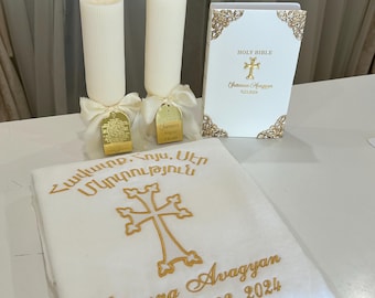 Juego de 4 piezas para bautizo armenio