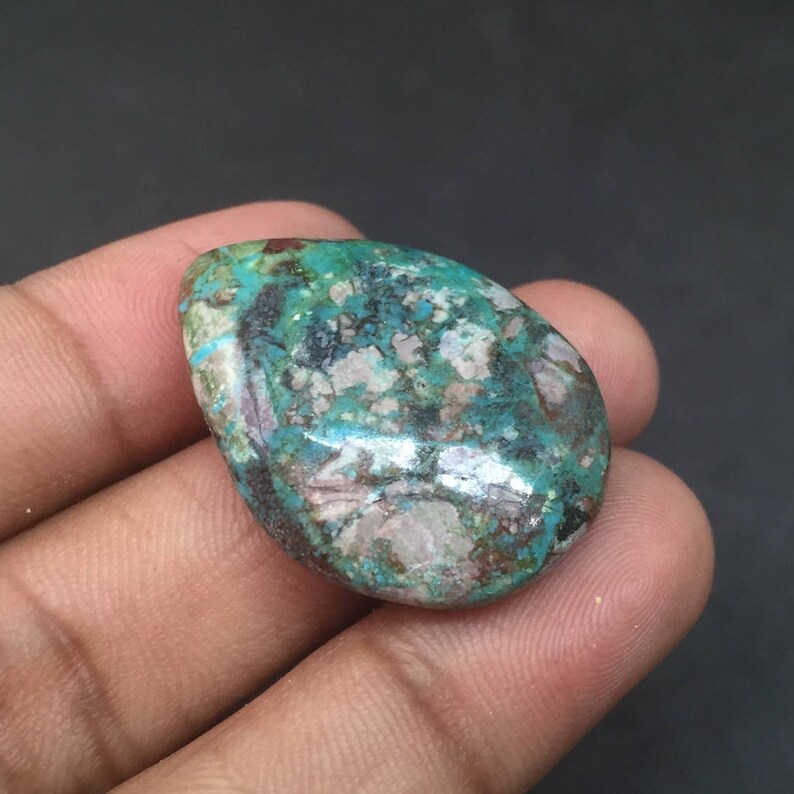 Loose Turquoise 31X23 mm Tibetan Turquoise 1 Pc Teardrop Turquoise Cabochon Loose Gemstone Turquoise Gemstone Natural Turquoise
