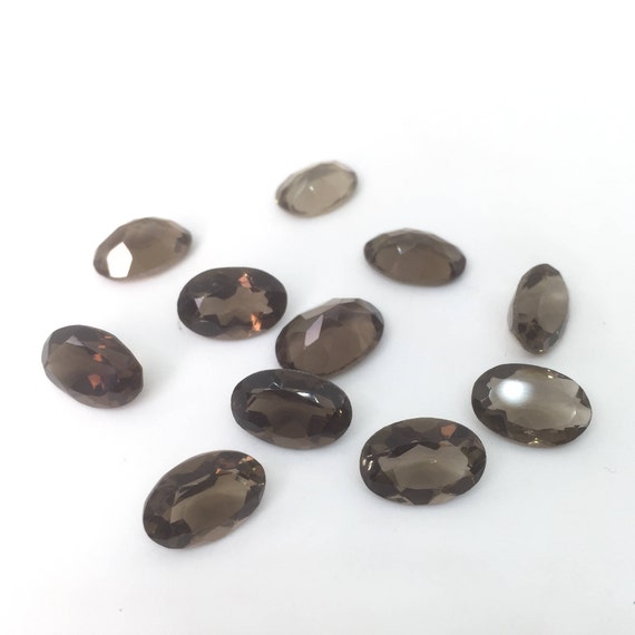 Smoky Quartz Faceted Slices Pair Smoky Quartz Slices Pair Loose Gemstone. Natural Smoky Quartz Rose Cut Matched Pair Slices 19x13 mm
