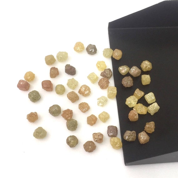 3 Pcs Raw Diamond Unshaped ,Diamond Gemstones Loose,Yellow/Brown Diamond ,Diamond Cube,Rough Diamond Loose,Natural Diamond,3-4 mm