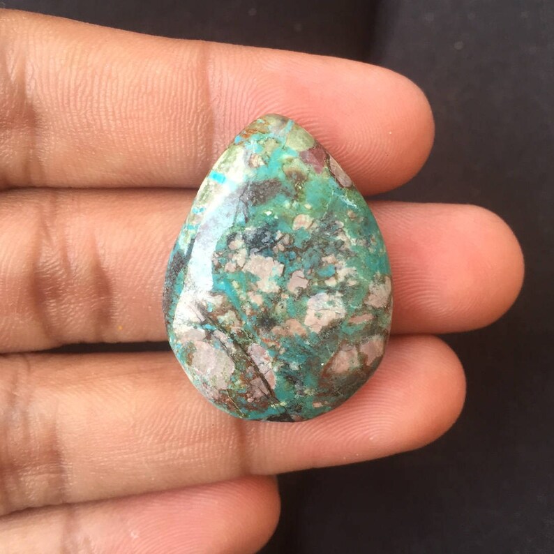 Loose Turquoise 31X23 mm Tibetan Turquoise 1 Pc Teardrop Turquoise Cabochon Loose Gemstone Turquoise Gemstone Natural Turquoise