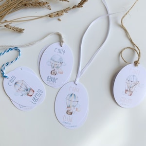 Set 10 Bigliettini per Bomboniere Ovali Mongolfiere