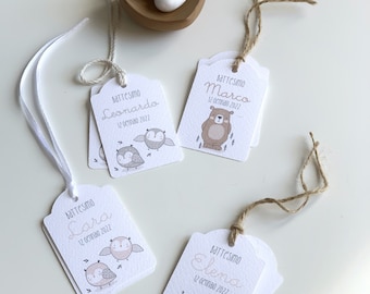 Set of 10 Cards for Favors Animals of the wood