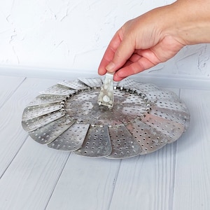 Folding steamer Old cooking device Vegetable steamer Kitchen gadget ussr