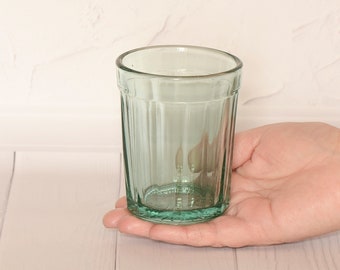 Old large glass Russian vodka glassful Thick green glass Granyonyi stakan Faceted drinkware