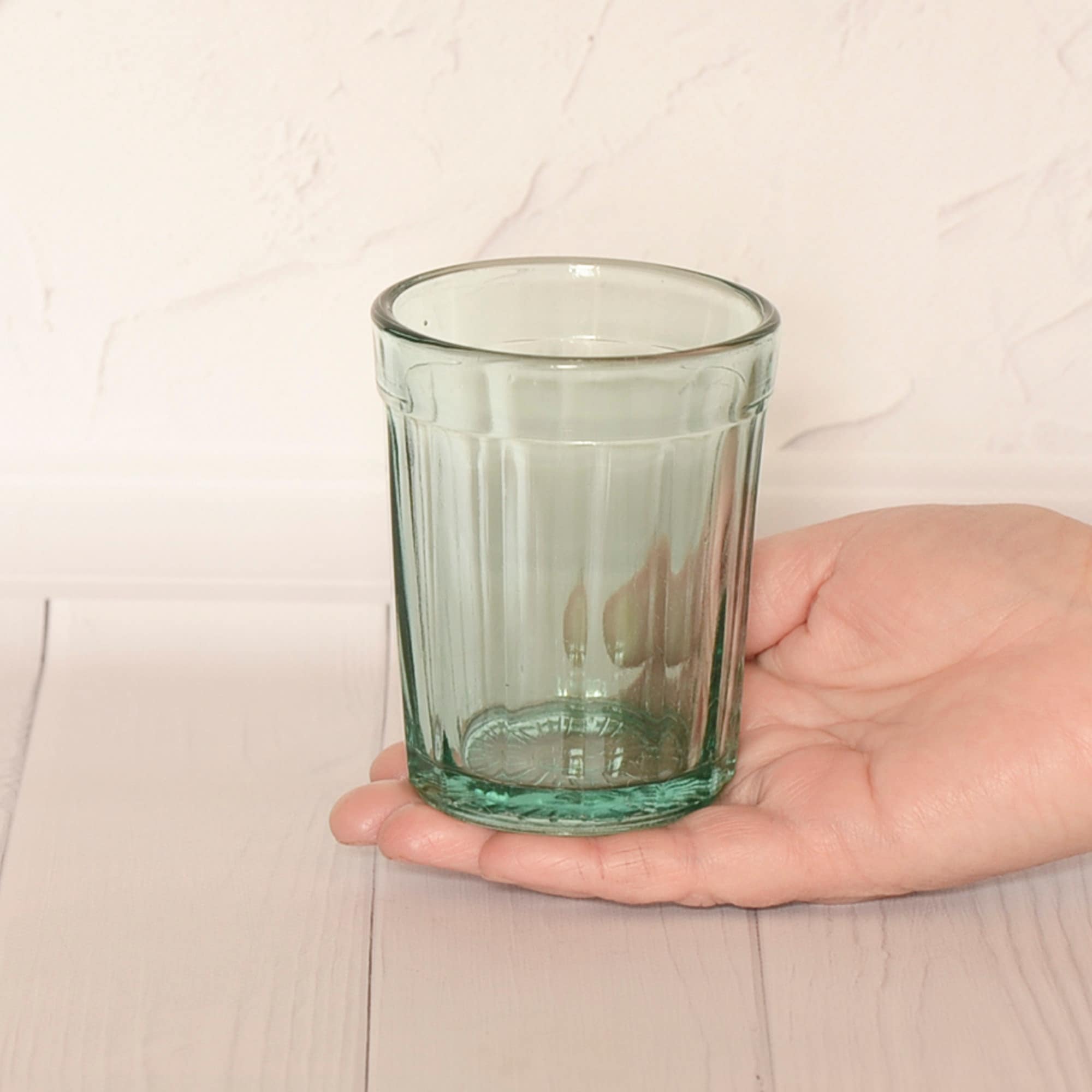 Old Large Glass Russian Vodka Glassful Thick Green Glass Granyonyi Stakan Faceted Drinkware
