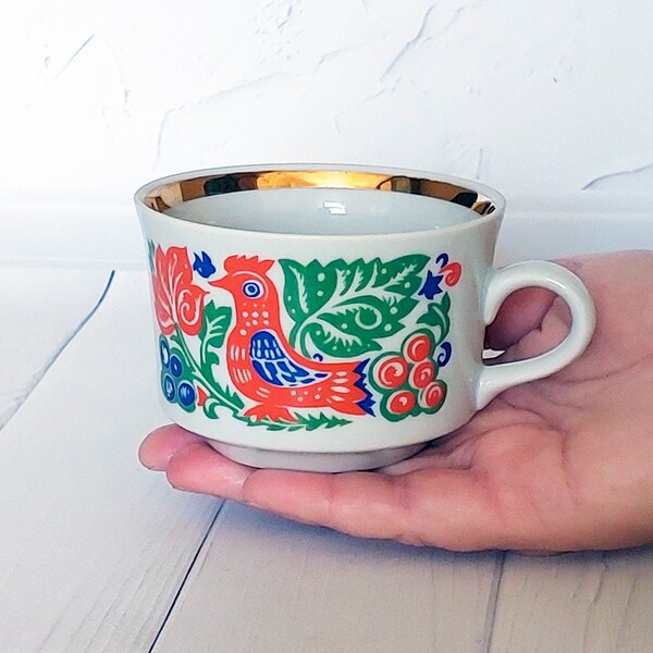 Old coffee tea cup Soviet porcelain Ukrainian folk cup Tableware ussr