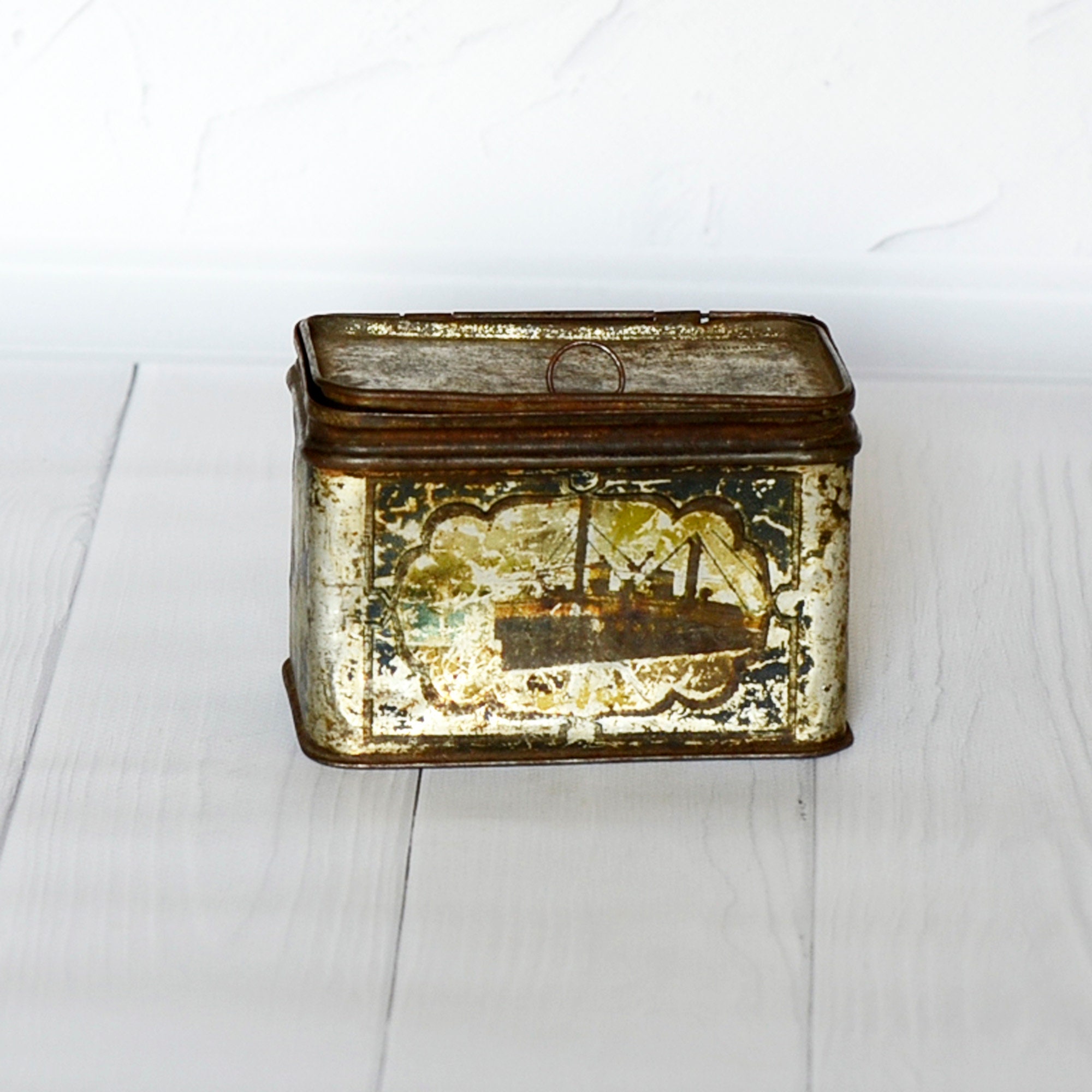 Tins Home & Living Rusty and Crusty Three Vintage metal tins Medical