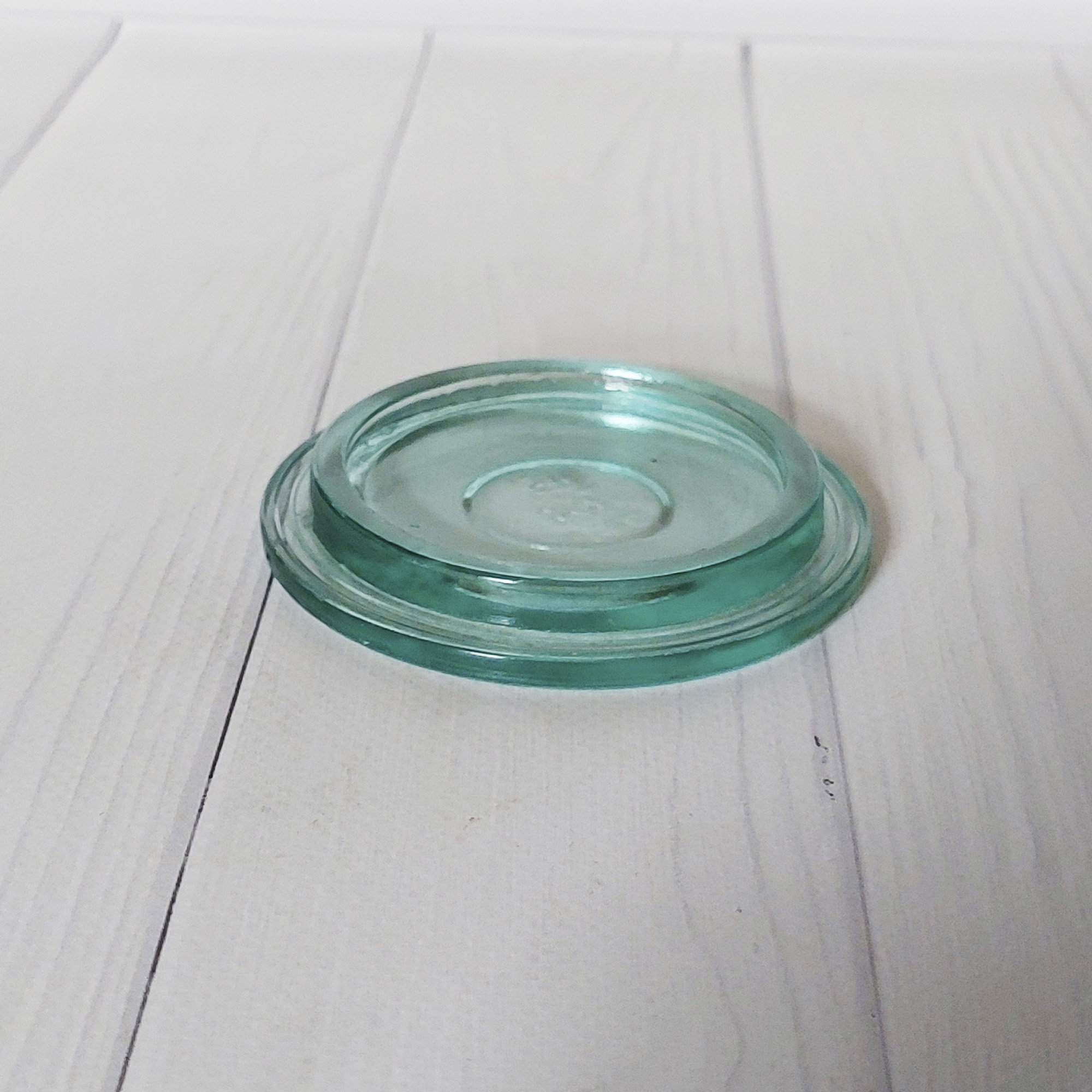 Glass Canning Lid Heavy Thick Aqua Green Glass Old Mason Jar Lid Soviet