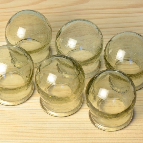 2 Antique Medical Blood Cupping Glasses / Bleeding Cups From USSR - Original