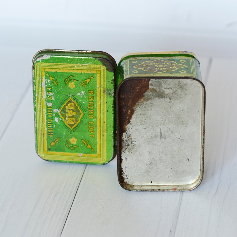 Caja de lata de té antiguo Viejo recipiente de metal soviético | Etsy