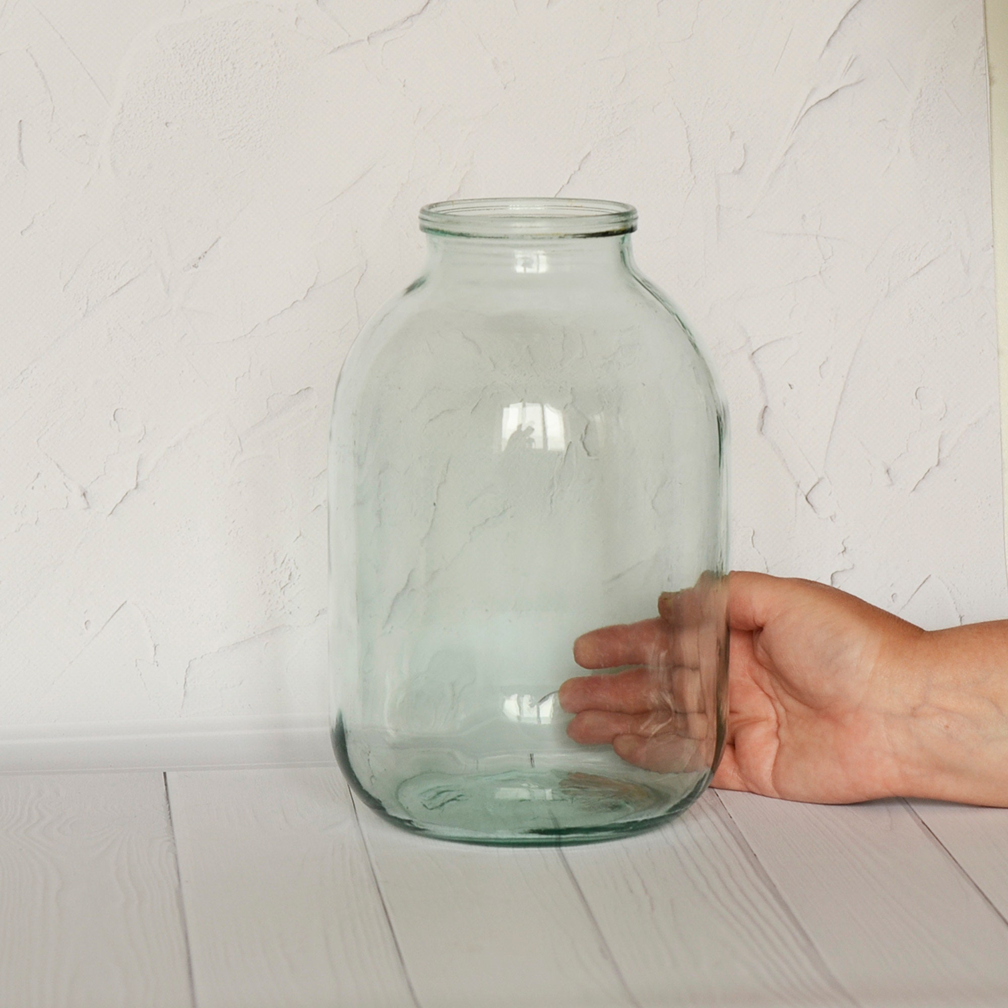 Old Big Glass Jar Large Vase Soviet 3 Liters Bottle Retro Aqua