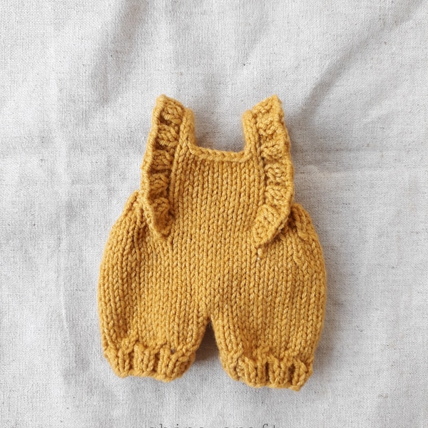 Pdf knitting pattern: Nara - overalls, doll clothes, instant download.