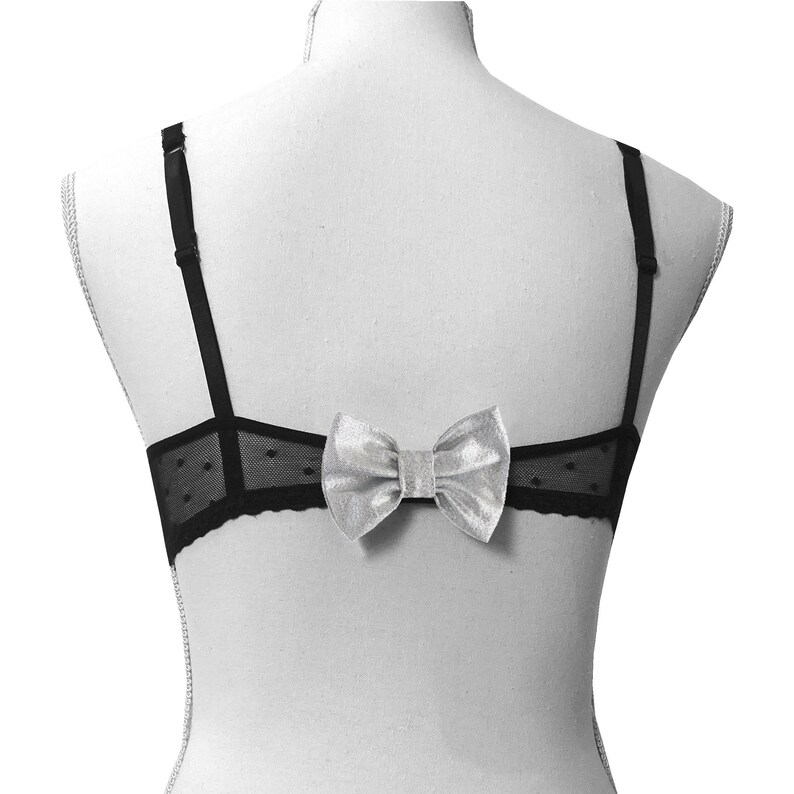 Noeud cache agrafes de soutien gorge festif DORE ou ARGENTE en polyester image 5