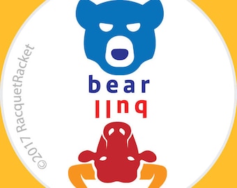 Tennis gift: Tennis Racquet Spinning Stickers—Set of 4 Bull or Bear