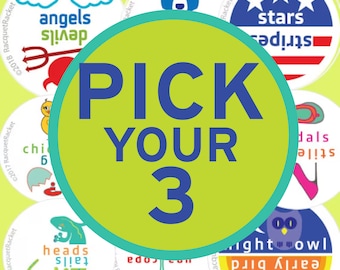 Party Pack of 6 Stickers: Choose the 3 Designs you want (2 of each)!