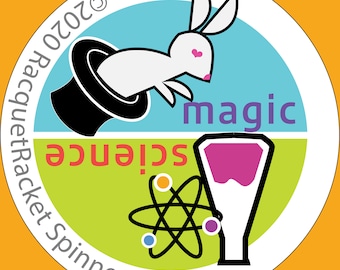 Set of 4: Science or Magic tennis racquet spinning decals