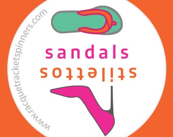Favorite Tennis Team Gifts: Set of 4 Racquet Cap Spin Stickers—sandals or stilettos