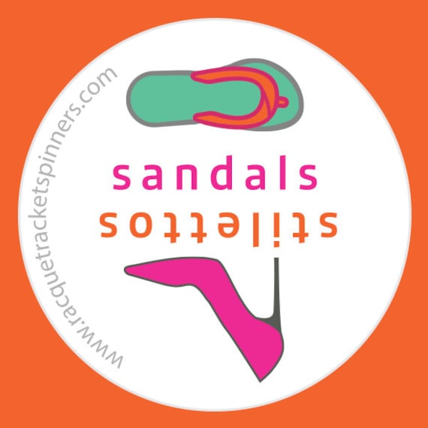 Favorite Tennis Team Gifts: Set of 4 Racquet Cap Spin Stickers—sandals or stilettos