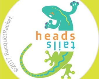 Best Tennis Gifts: Set of 4 Gecko Heads or Tails tennis racquet cap spinning decals