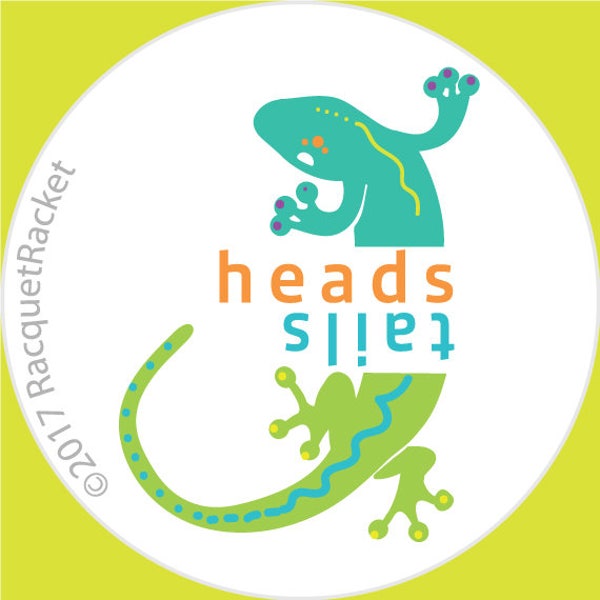 Best Tennis Gifts: Set of 4 Gecko Heads or Tails tennis racquet cap spinning decals