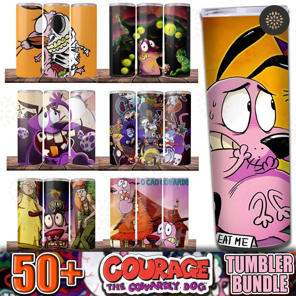 50+ A cowardly dog Tumbler Bundle, Cartoon Tumbler 20oz Skinny Sublimation,  Bundle Digital Design, PNG Instant Download