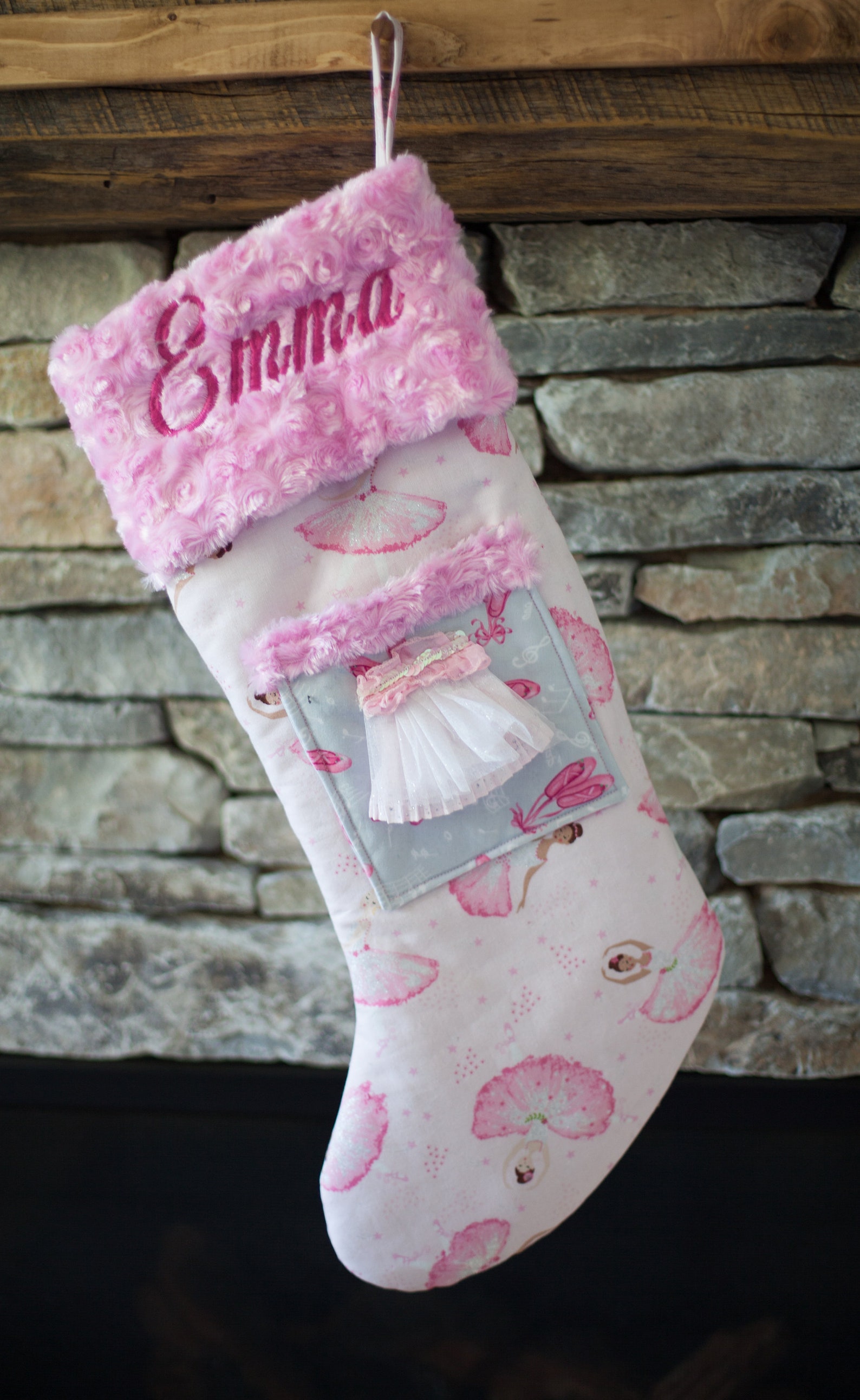 Ballerina Christmas Stocking/girl Christmas Stocking/pink | Etsy